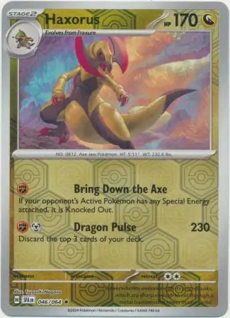 046/064 Haxorus Reverse Holo Shrouded Fable Pokémon Card