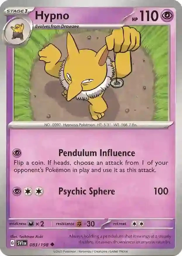 083/198 Hypno Scarlet & Violet Base Set Pokémon Card