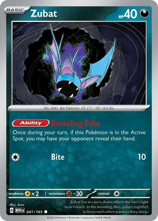 041/165 Zubat 151 Pokémon Card