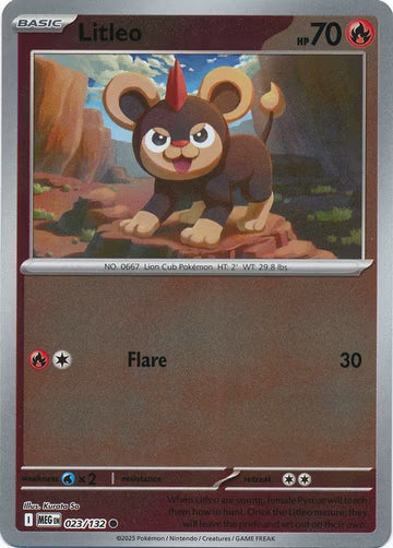 023/132 Litleo Reverse Holo Mega Evolution Pokémon Card