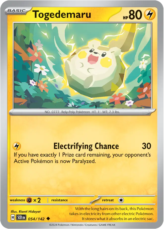 054/142 Togedemaru Stellar Crown Pokémon Card
