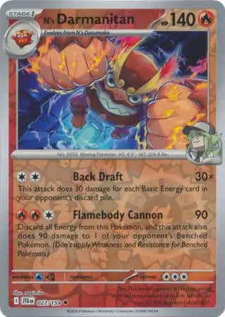 027/159 N's Darmanitan Reverse Holo Journey Together Pokémon Card