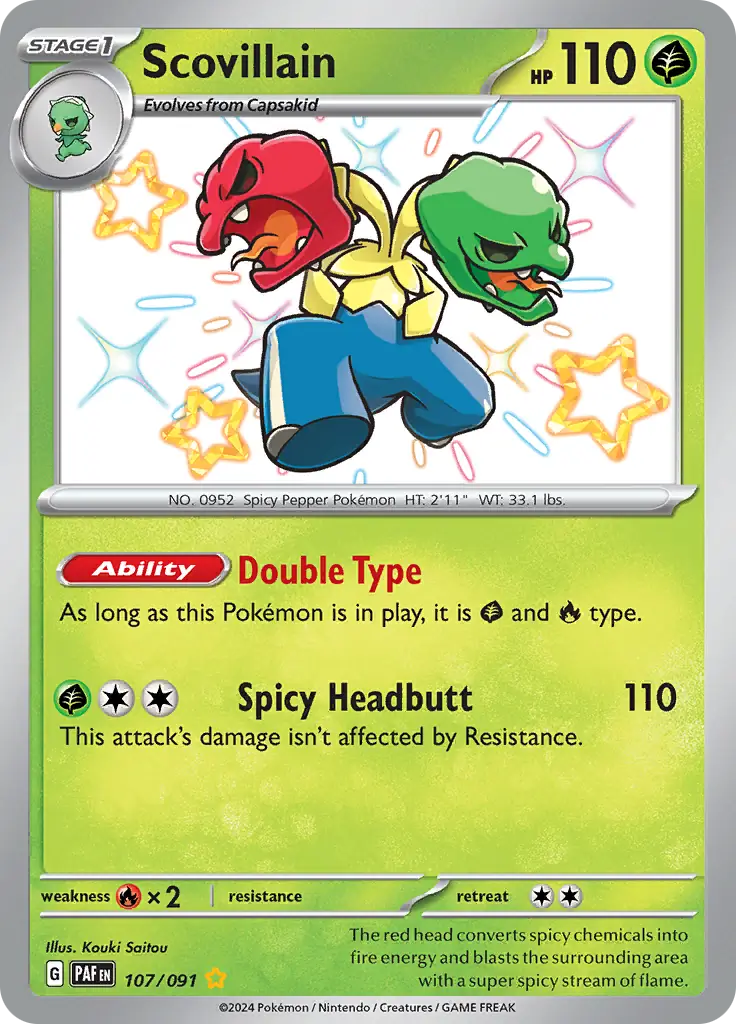 107/091 Scovillain Paldean Fates Pokémon Card