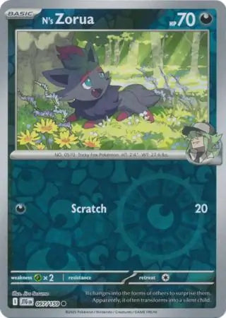 097/159 N's Zorua Reverse Holo Journey Together Pokémon Card
