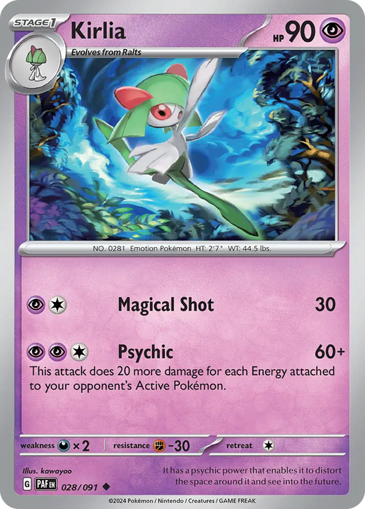 028/091 Kirlia Paldean Fates Pokémon Card