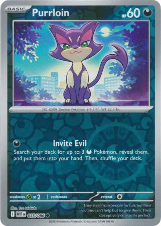 055/086 Purrloin Reverse Holo White Flare Pokémon Card