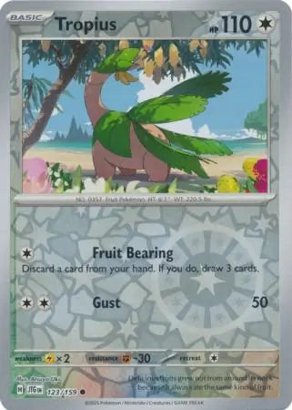 123/159 Tropius Reverse Holo Journey Together Pokémon Card