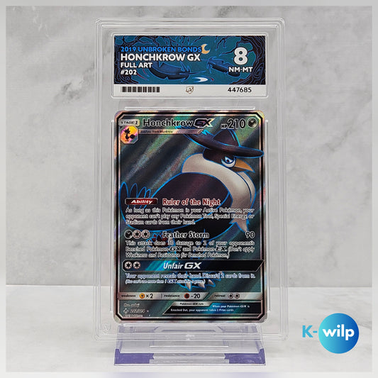 Honchkrow GX 202/214 English Unbroken Bonds Full Art Pokémon Card ACE Graded 8