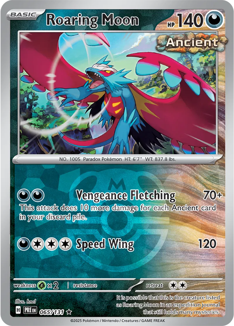 065/131 Roaring Moon Master Ball Holo Prismatic Evolutions Pokémon Card