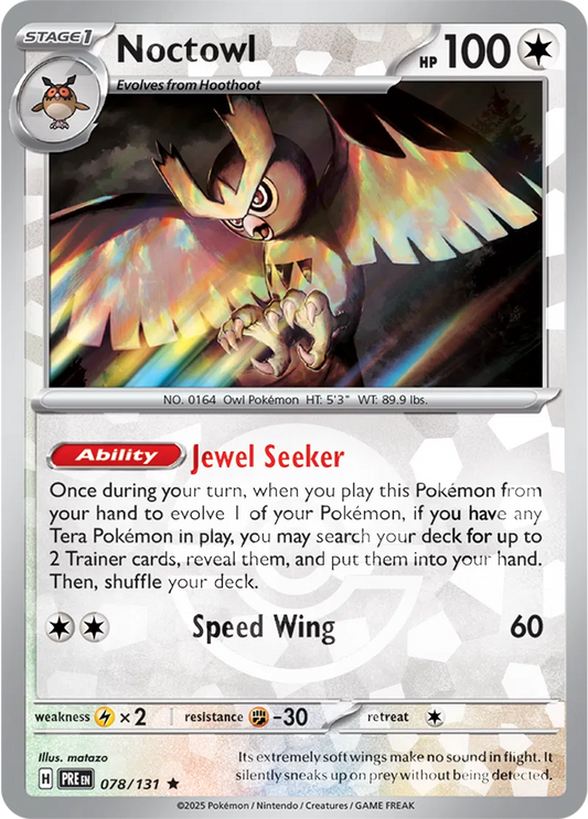 078/131 Noctowl Poke Ball Holo
Prismatic Evolutions Pokémon Card