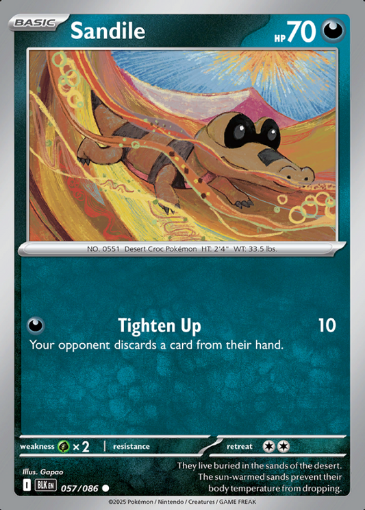 057/086 Sandile Black Bolt Pokémon Card