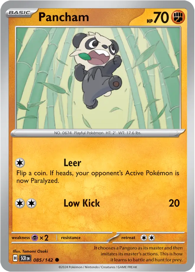 085/142 Pancham Stellar Crown Pokémon Card