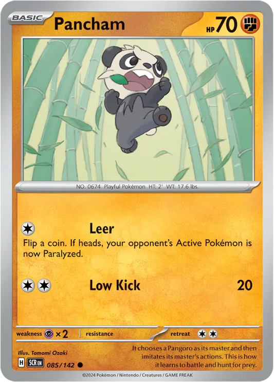 085/142 Pancham Stellar Crown Pokémon Card