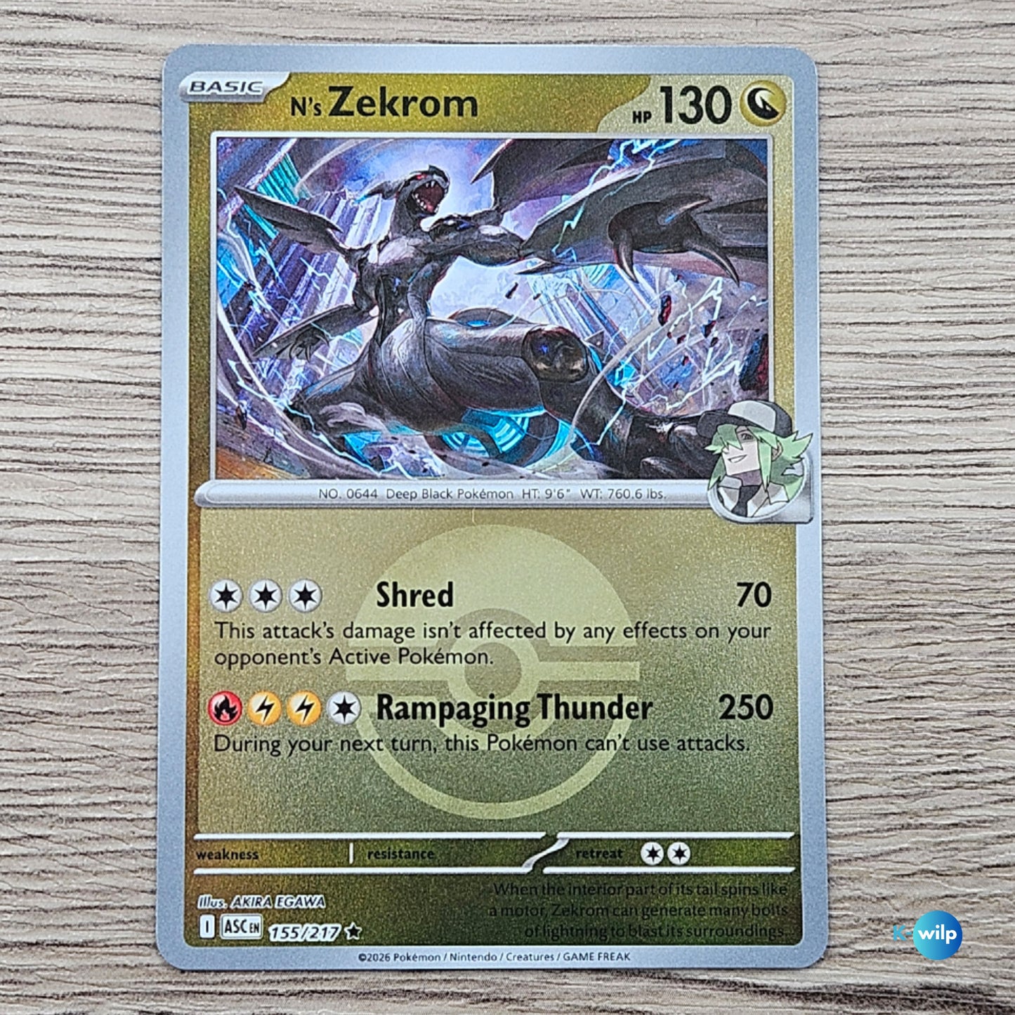 155/217 N's Zekrom Pokeball Reverse Holo Ascended Heroes Pokémon Trading Card