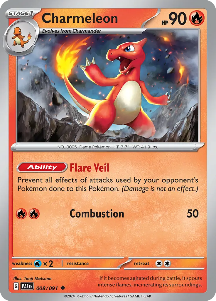 008/091 Charmeleon Paldean Fates Pokémon Card