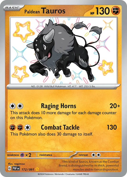 172/091 Paldean Tauros Paldean Fates Pokémon Card