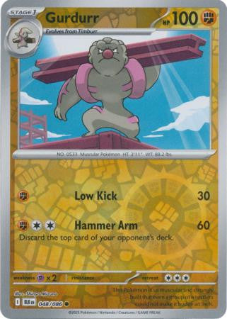 048/086 Gurdurr Reverse Holo Black Bolt Pokémon Card