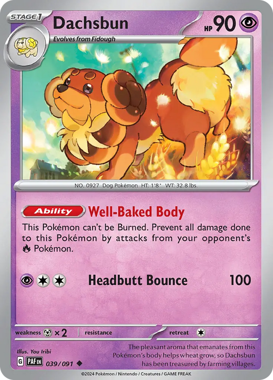 039/091 Dachsbun Paldean Fates Pokémon Card
