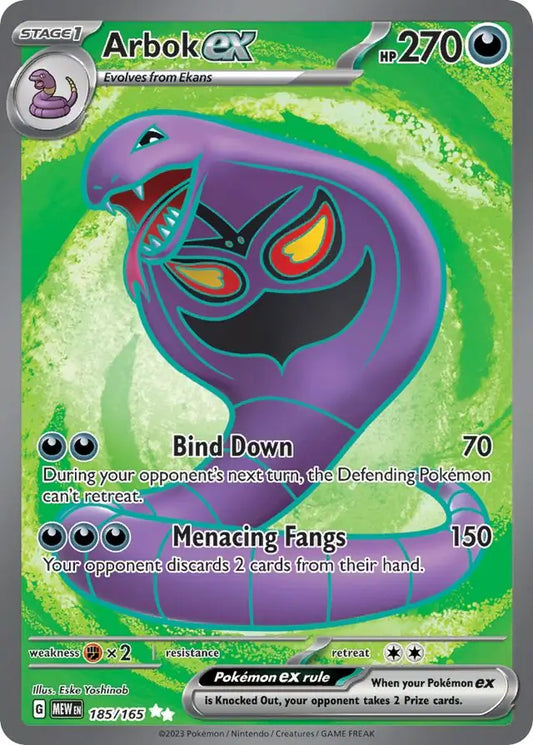 185/165 Arbok ex 151 Pokémon Card