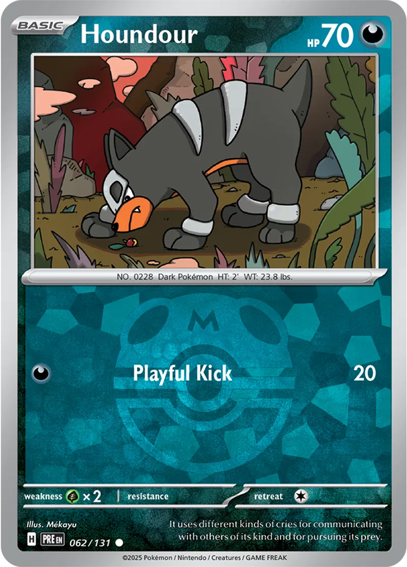062/131 Houndour Master Ball Holo Prismatic Evolutions Pokémon Card