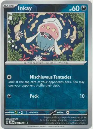 033/064 Inkay Reverse Holo Shrouded Fable Pokémon Card