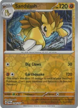 098/167 Sandslash Reverse Holo Twilight Masquerade Pokémon Card