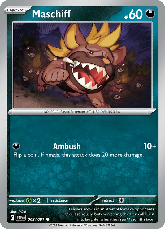 062/091 Maschiff Paldean Fates Pokémon Card