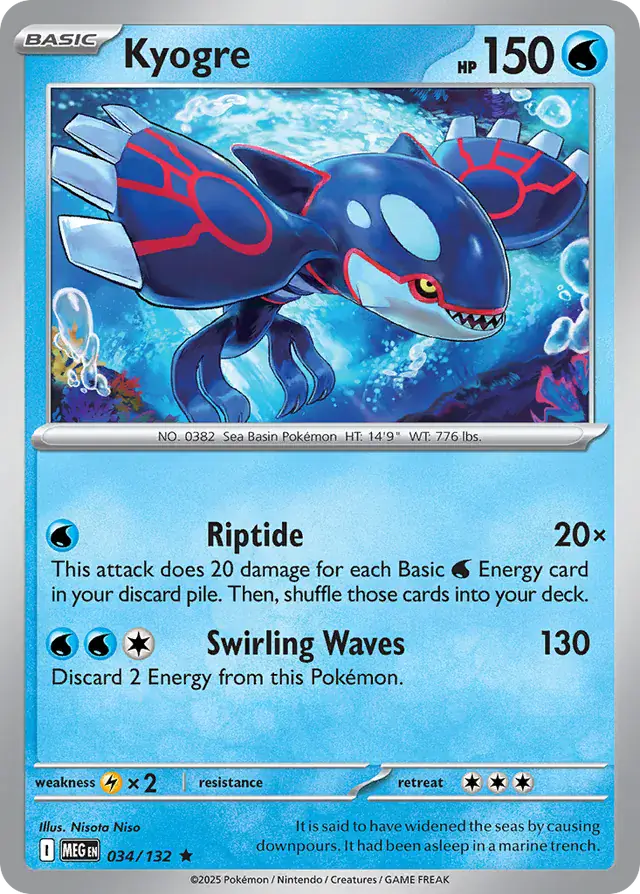 034/132 Kyogre Mega Evolution Pokémon Card