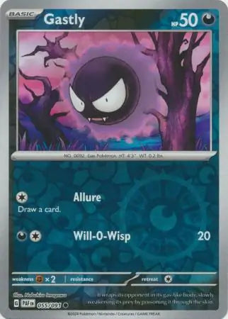 055/091 Gastly Reverse Holo Paldean Fates Pokémon Card