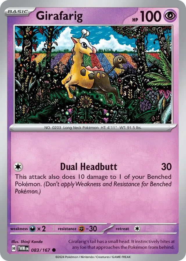083/167 Girafarig Twilight Masquerade Pokémon Card
