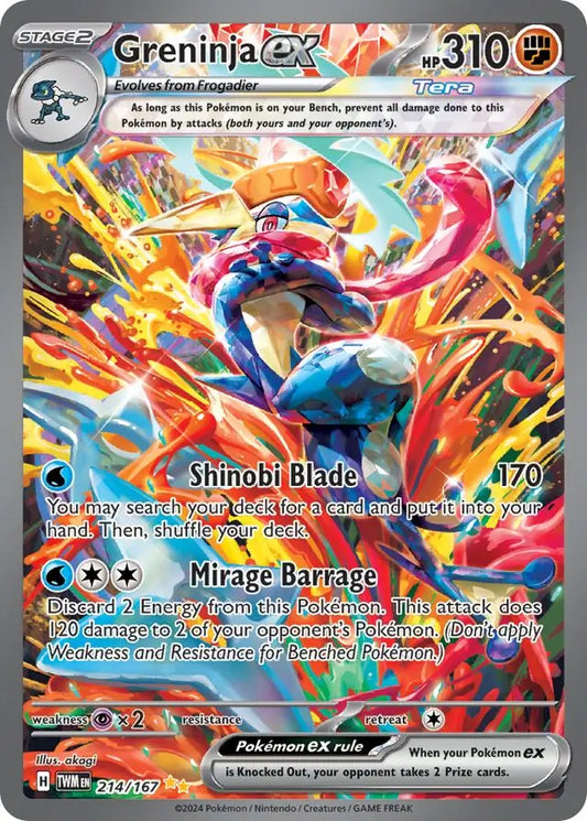 214/167 Greninja ex Twilight Masquerade Pokémon Card