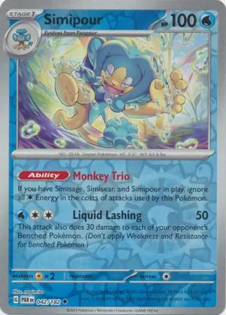 042/182 Simipour Reverse Holo Paradox Rift Pokémon Card