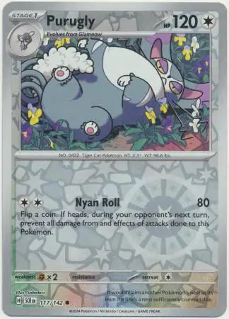 117/142 Purugly Reverse Holo Stellar Crown Pokémon Card