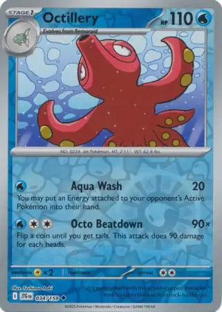 034/159 Octillery Reverse Holo Journey Together Pokémon Card