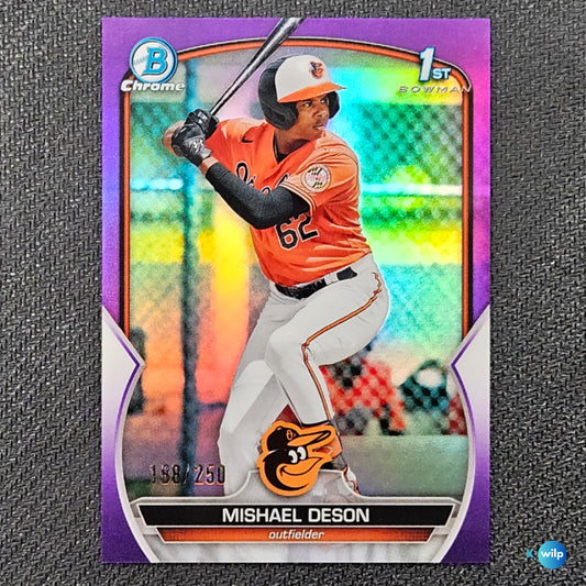 Mishael Denson Serial Numbered 188/250 Topps 2023 Bowman Chrome 1st Prospect Chrome #BCP-7 Baseball Trading Card