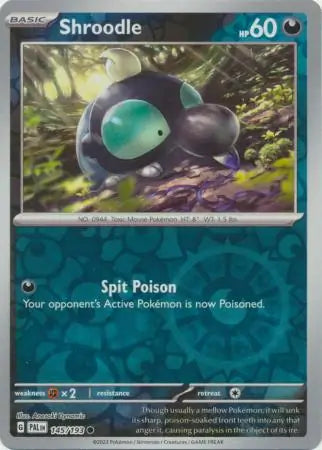 145/193 Shroodle Reverse Holo Paldea Evolved Pokémon Card