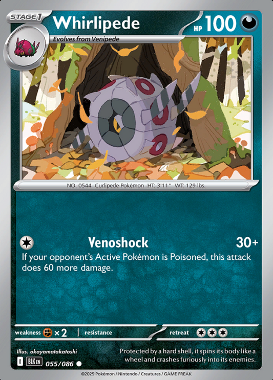 055/086 Whirlipede Black Bolt Pokémon Card