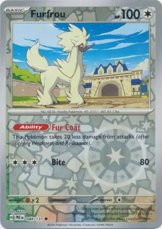 088/131 Furfrou Reverse Holo Prismatic Evolutions Pokémon Card