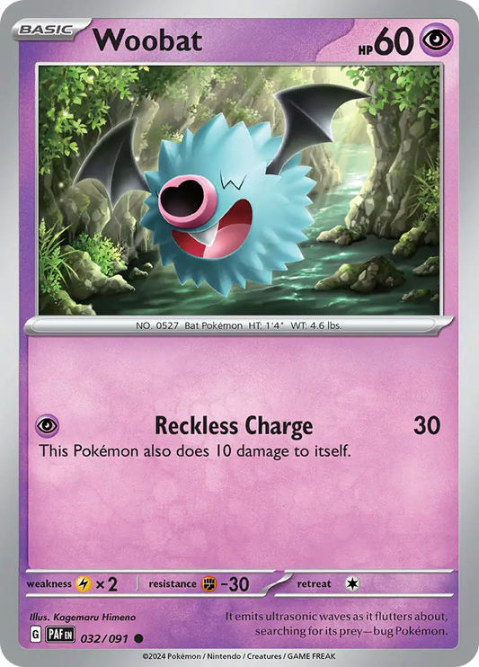 032/091 Woobat Paldean Fates Pokémon Card