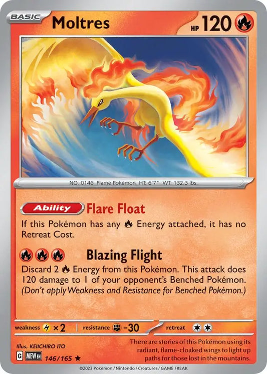 146/165 Moltres 151 Pokémon Card