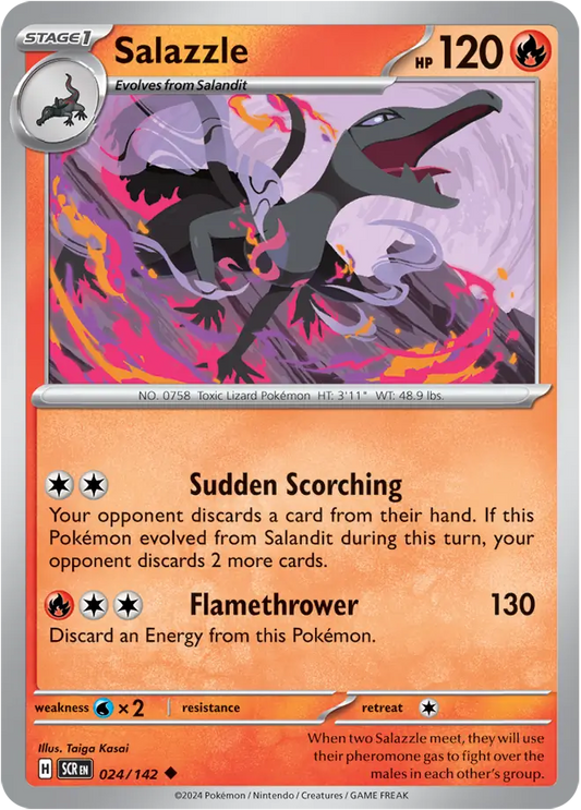 024/142 Salazzle Stellar Crown Pokémon Card