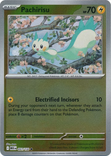 051/132 Pachirisu Reverse Holo Mega Evolution Pokémon Card