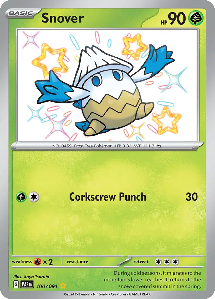100/091 Snover Paldean Fates Pokémon Card