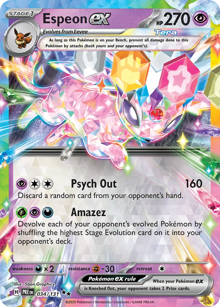 034/131 Espeon ex Prismatic Evolutions Pokémon Card