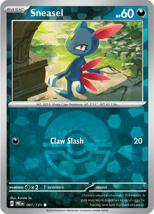 061/131 Sneasel Poke Ball Holo Prismatic Evolutions Pokémon Card