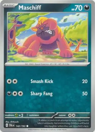 142/193 Maschiff Paldea Evolved Pokémon Card
