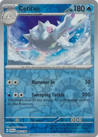 060/198 Cetitan Reverse Holo Scarlet & Violet Base Set Pokémon Card