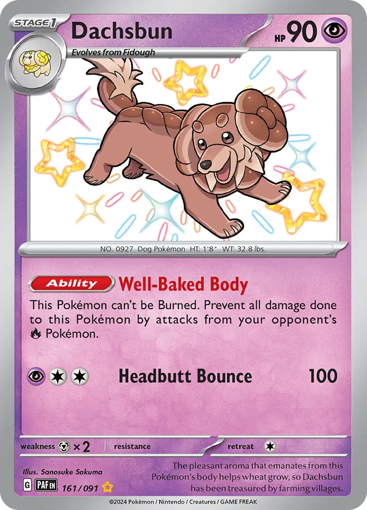 161/091 Dachsbun Paldean Fates Pokémon Card
