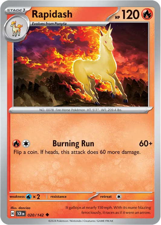 020/142 Rapidash Stellar Crown Pokémon Card