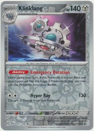 101/142 Klinklang Reverse Holo Stellar Crown Pokémon Card